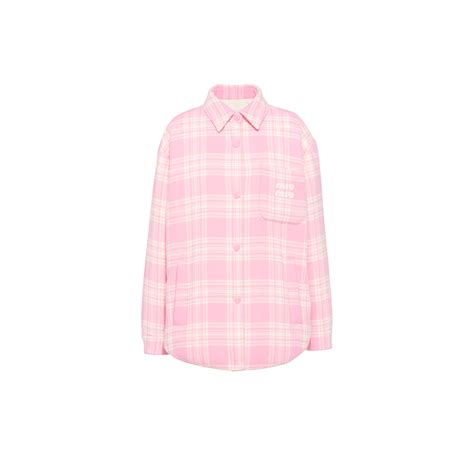 miu miu pink jacket|Plaid down jacket Pink .